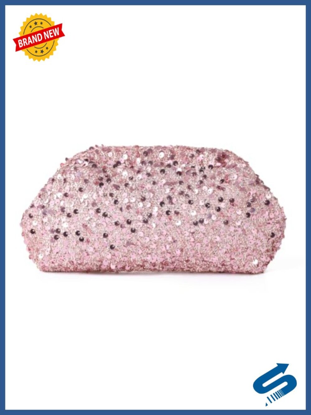 Sequin Evening Clutch Sparkly Handbag Metal Frame Glitter Purse